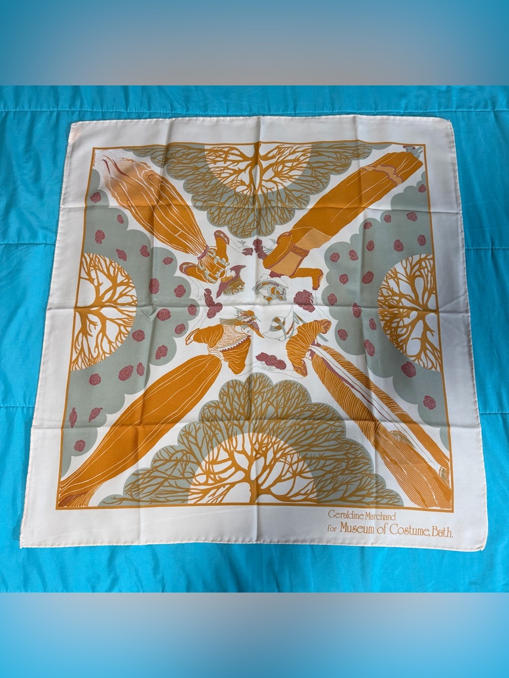 Géraldine Marchand Museum of Costume Scarf - Mustard & Sage. Made in Italy.
